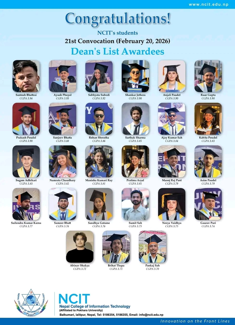 College Dean List Recognition